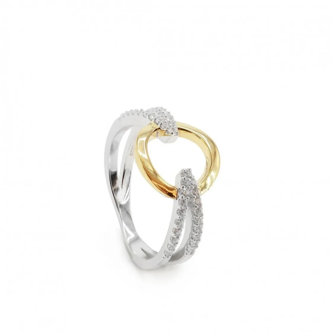 Anillos Bicolor | Anillos Circonitas | LINEARGENT Anillos bicolor diseño circular con circonitas laterales