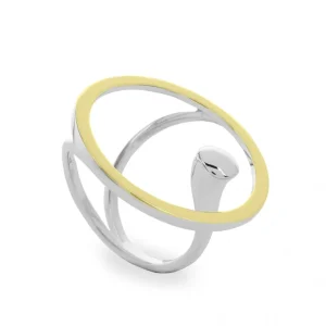 Anillos Bicolor | Anillos Grandes | LINEARGENT Anillos bicolor diseño circular y carriles en plata lisa