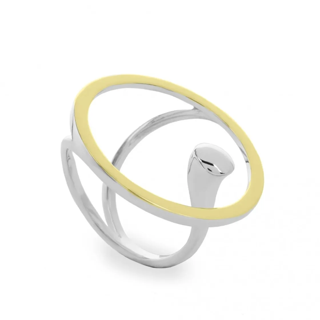 Anillos Bicolor | Anillos Grandes | LINEARGENT Anillos bicolor diseño circular y carriles en plata lisa