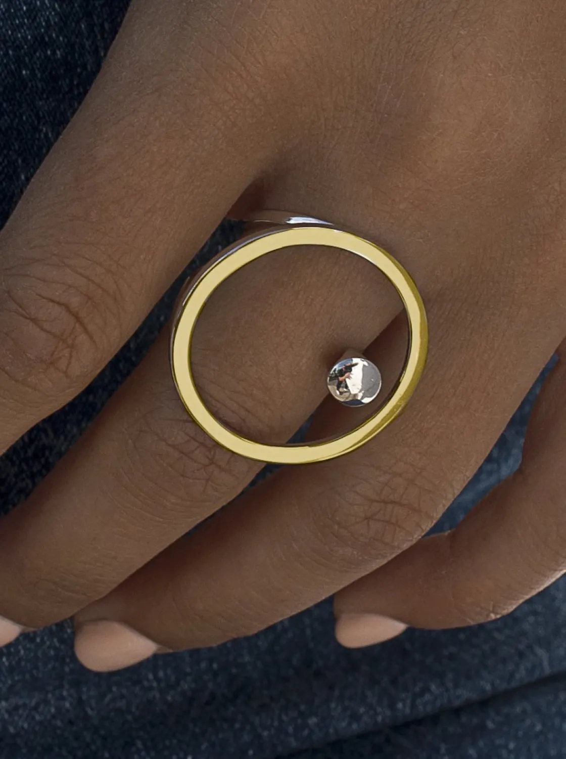 Anillos Bicolor | Anillos Grandes | LINEARGENT Anillos bicolor diseño circular y carriles en plata lisa