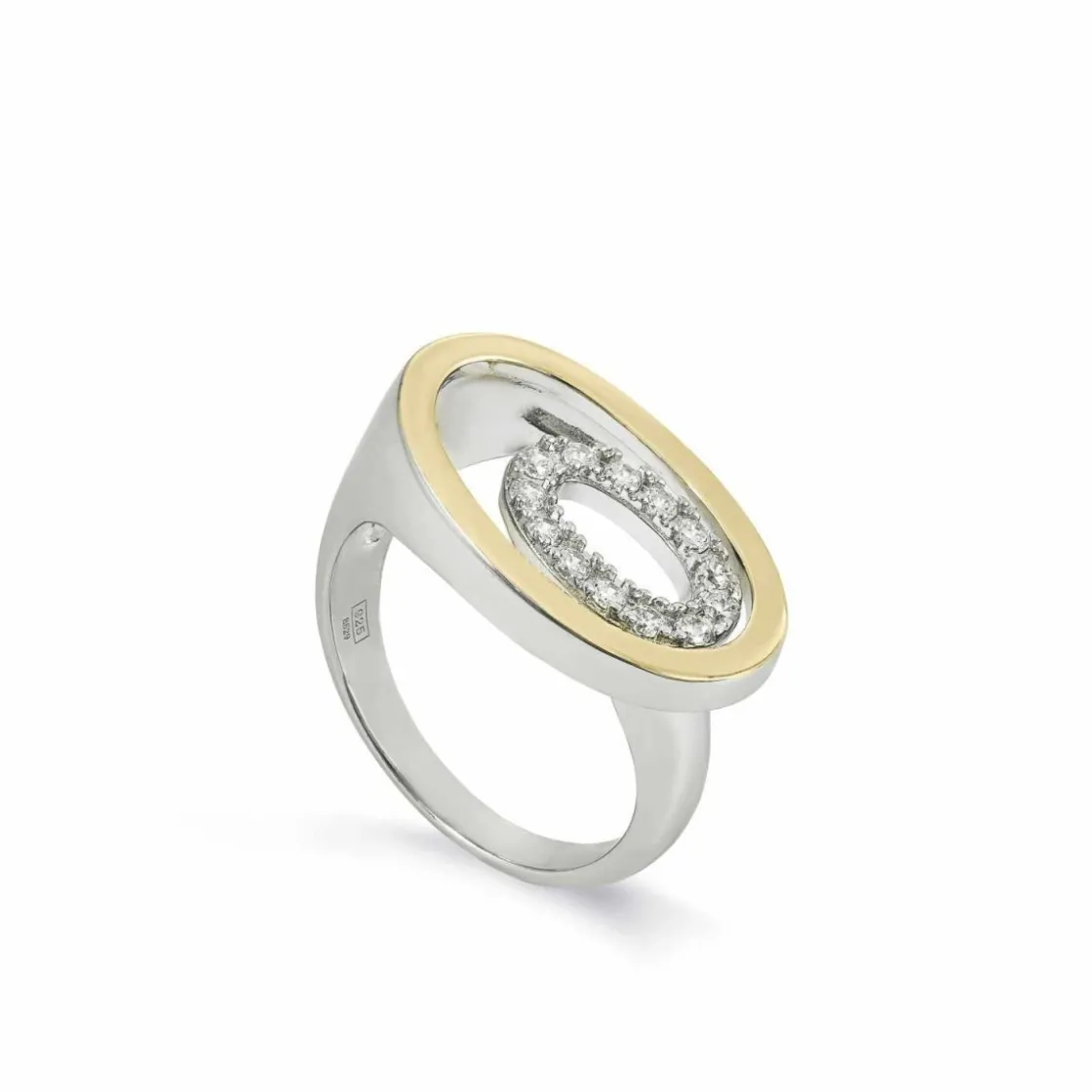 Anillos Bicolor | Anillos Circonitas | LINEARGENT Anillos bicolor diseño de doble círculo con circonitas
