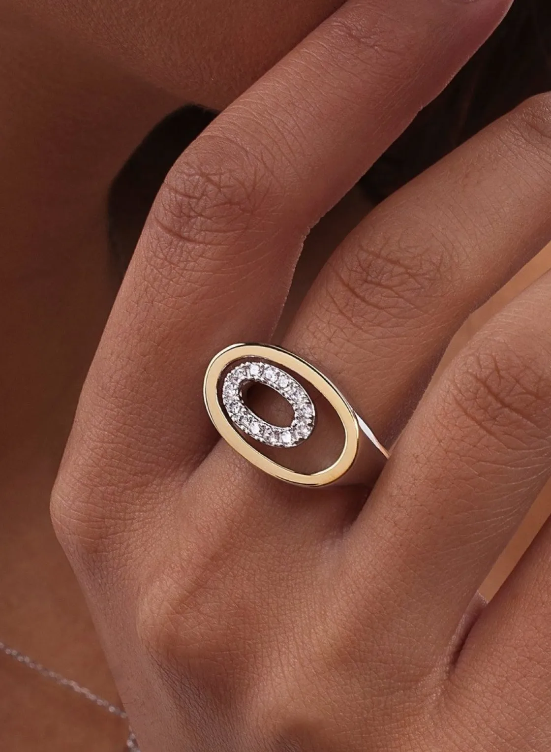 Anillos Bicolor | Anillos Circonitas | LINEARGENT Anillos bicolor diseño de doble círculo con circonitas