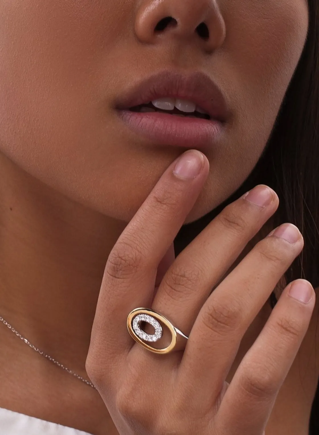 Anillos Bicolor | Anillos Circonitas | LINEARGENT Anillos bicolor diseño de doble círculo con circonitas