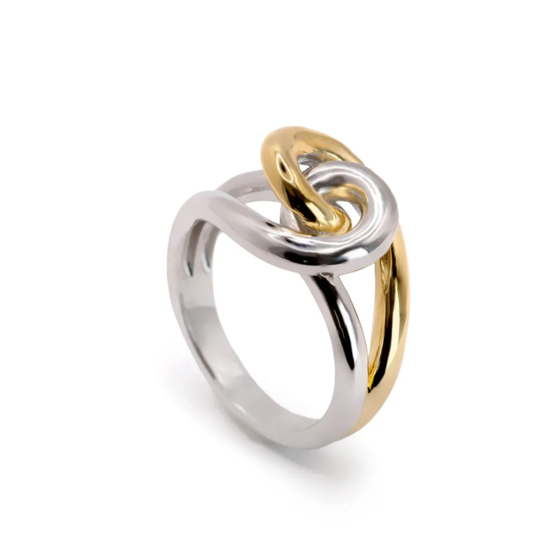 Anillos Bicolor | LINEARGENT Anillos bicolor diseño nudo en plata y baño oro