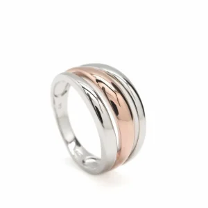 Anillos Bicolor | Anillos Anchos | LINEARGENT Anillos bicolor diseño triple carril simétrico