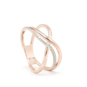 Anillos Bicolor | LINEARGENT Anillos bicolor entrecruzado bañado en rosa