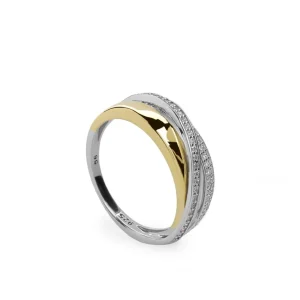 Anillos Bicolor | LINEARGENT Anillos circonitas de plata bandas de circonitas cruzadas