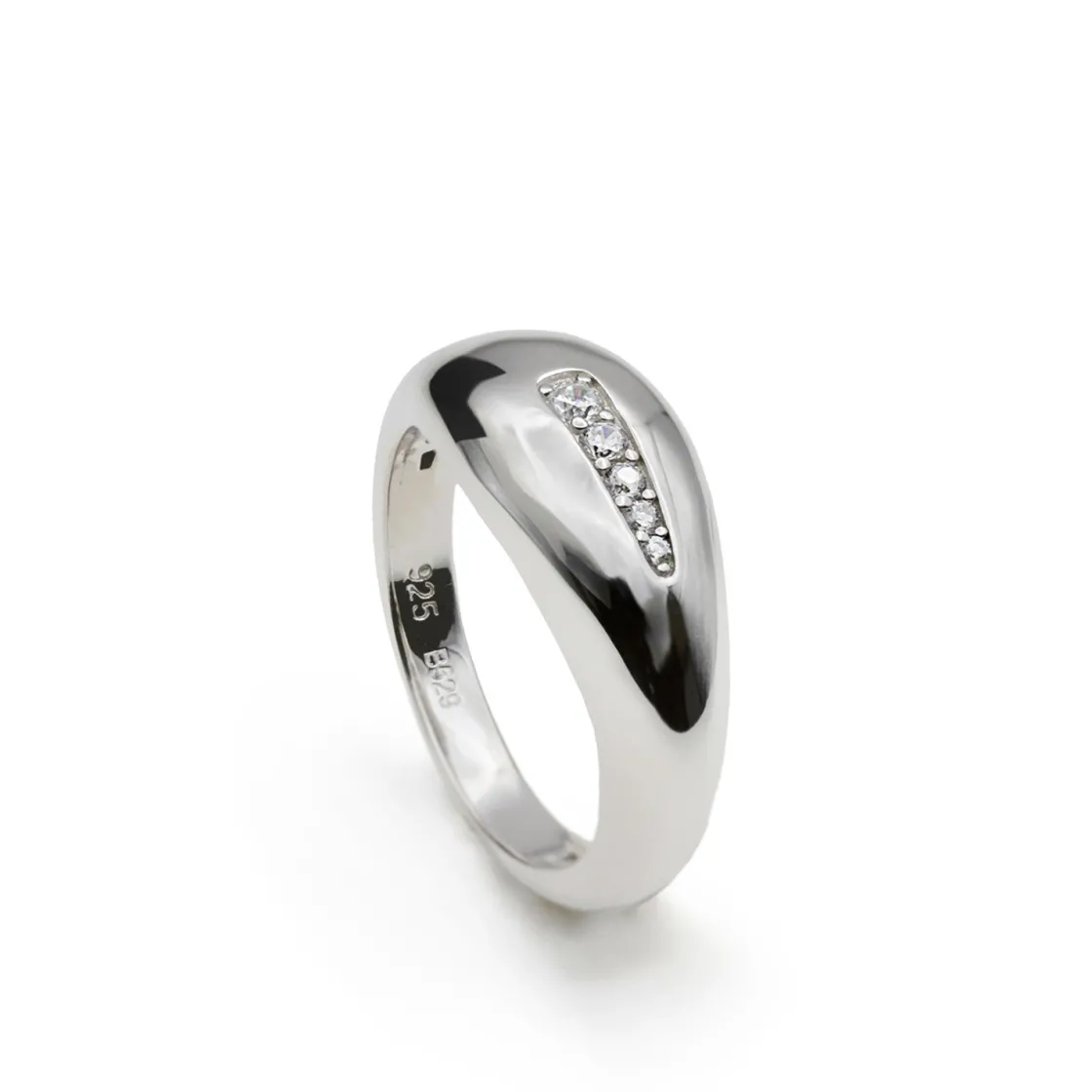 Anillos Circonitas | LINEARGENT Anillos circonitas de plata con detalle tira de cinco circonitas