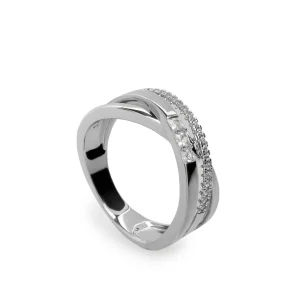 Anillos Bicolor | LINEARGENT Anillos circonitas de plata cruzado triple