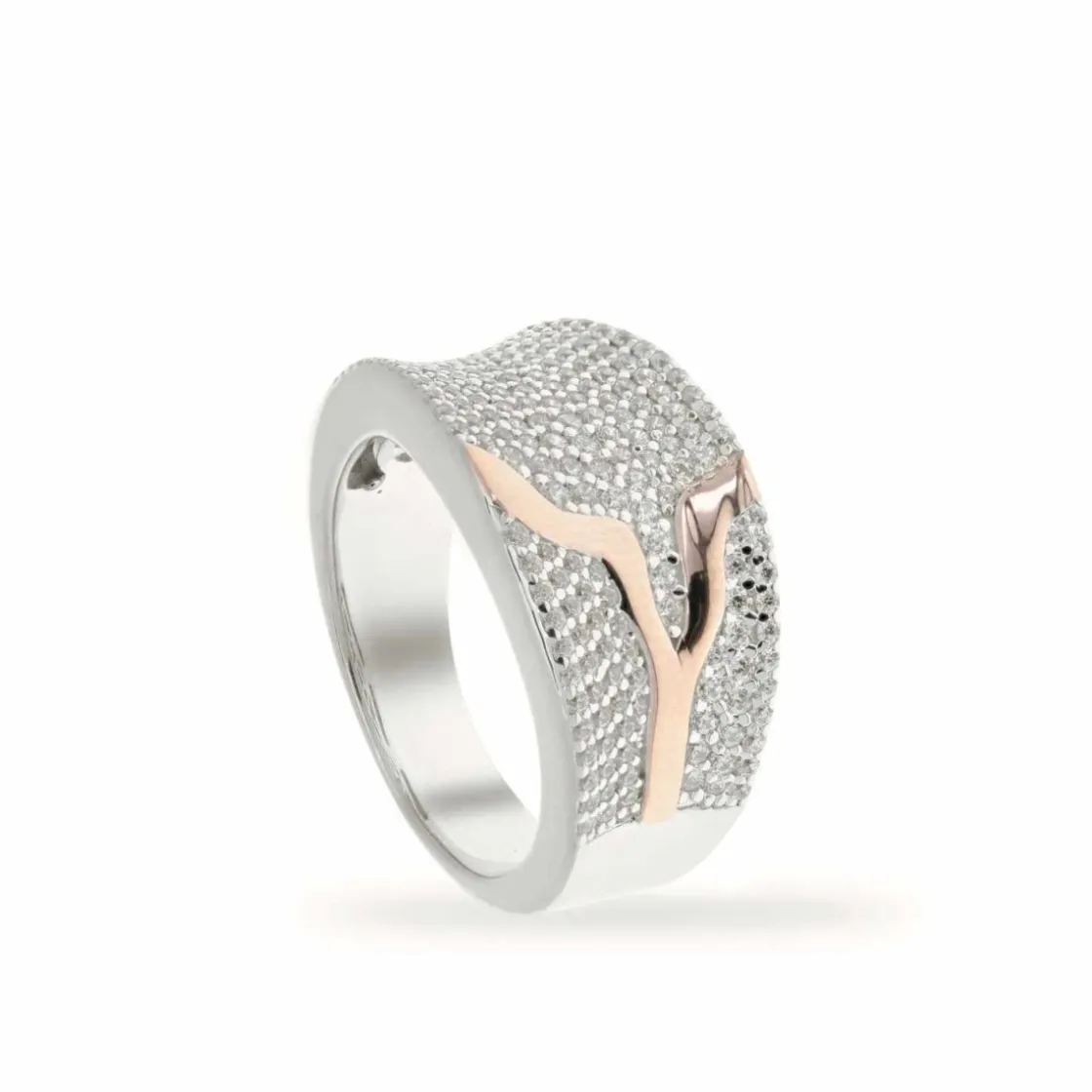 Anillos Bicolor | Anillos Circonitas | LINEARGENT Anillos circonitas de plata diseño bicolor engaste total