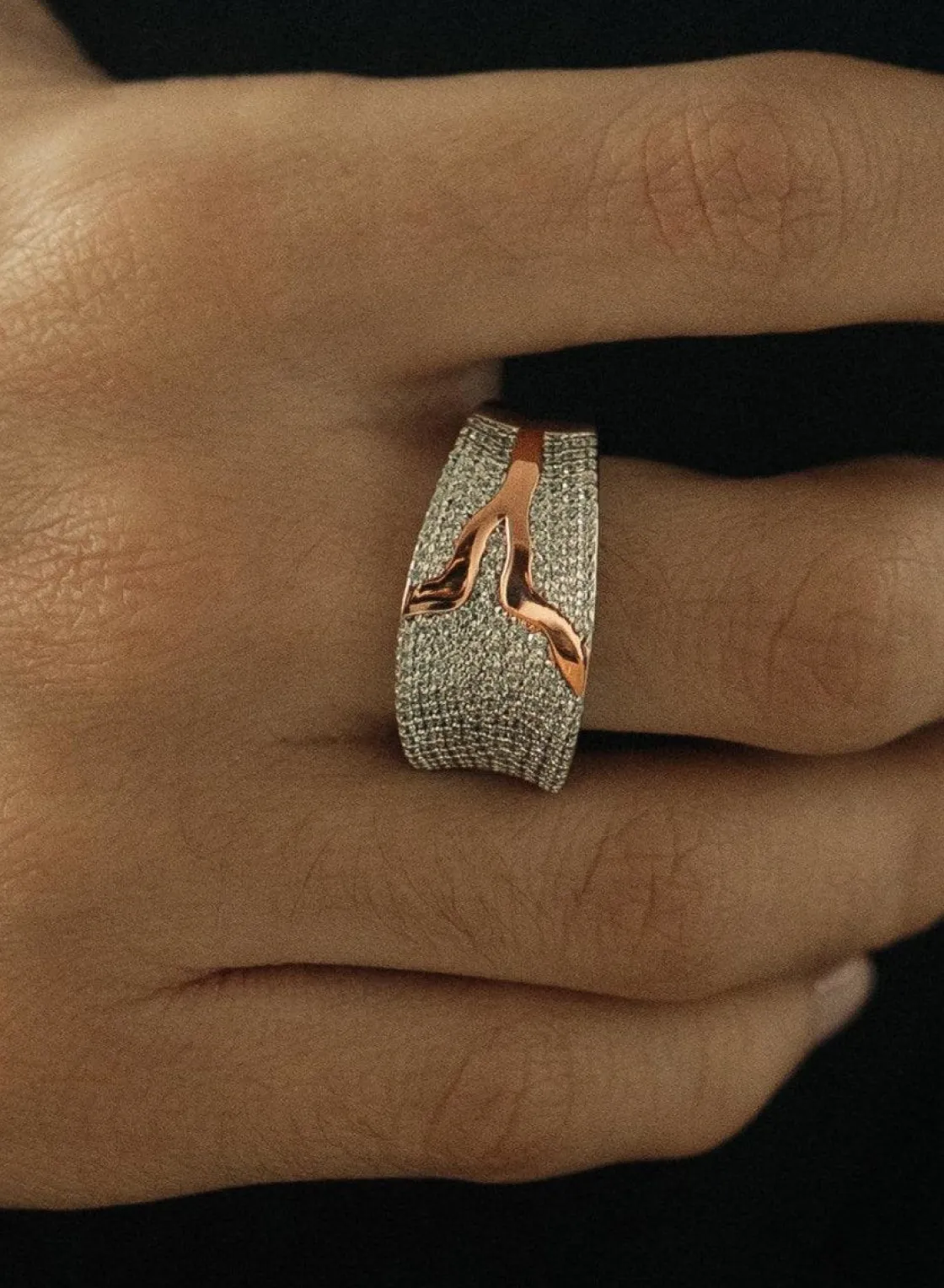Anillos Bicolor | Anillos Circonitas | LINEARGENT Anillos circonitas de plata diseño bicolor engaste total