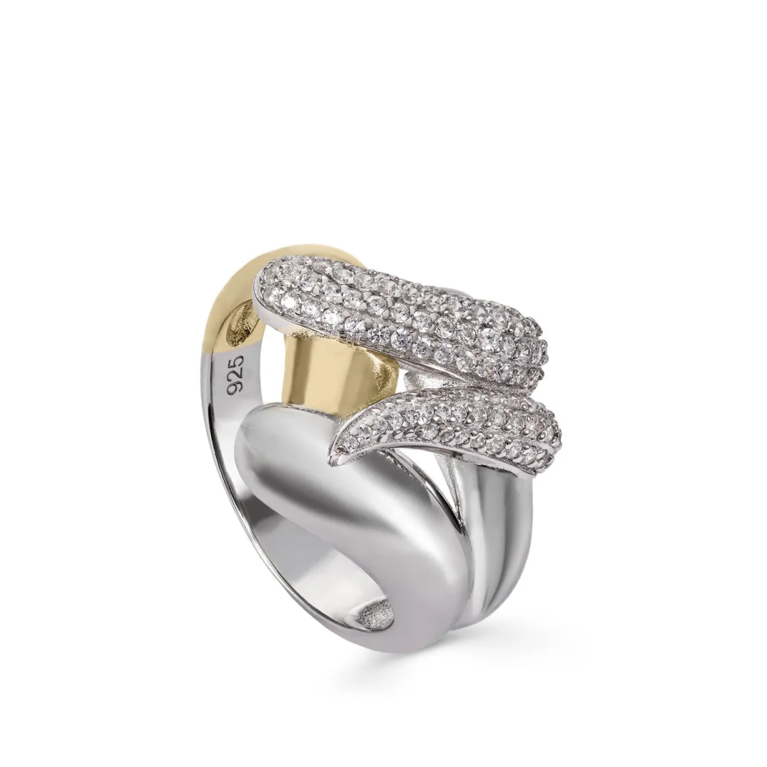 Anillos Bicolor | LINEARGENT Anillos circonitas diseño bicolor y carril de circonitas