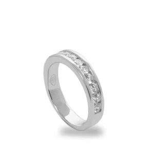 Anillos Finos | Anillos Circonitas | LINEARGENT Anillos circonitas diseño brillante combinado con plata lisa