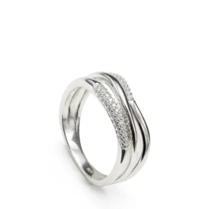 Anillos Circonitas | LINEARGENT Anillos circonitas diseño cuatro raíles entrecruzados