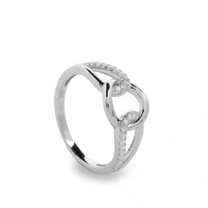 Anillos Circonitas | LINEARGENT Anillos circonitas diseño de círculo central entrelazado