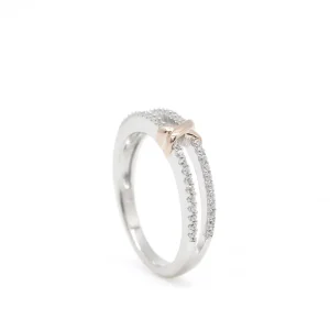 Anillos Bicolor | Anillos Circonitas | LINEARGENT Anillos circonitas diseño de doble carril y grapa bicolor