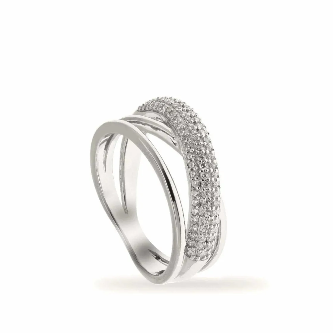 Anillos Circonitas | LINEARGENT Anillos circonitas diseño de tres bandas cruzadas