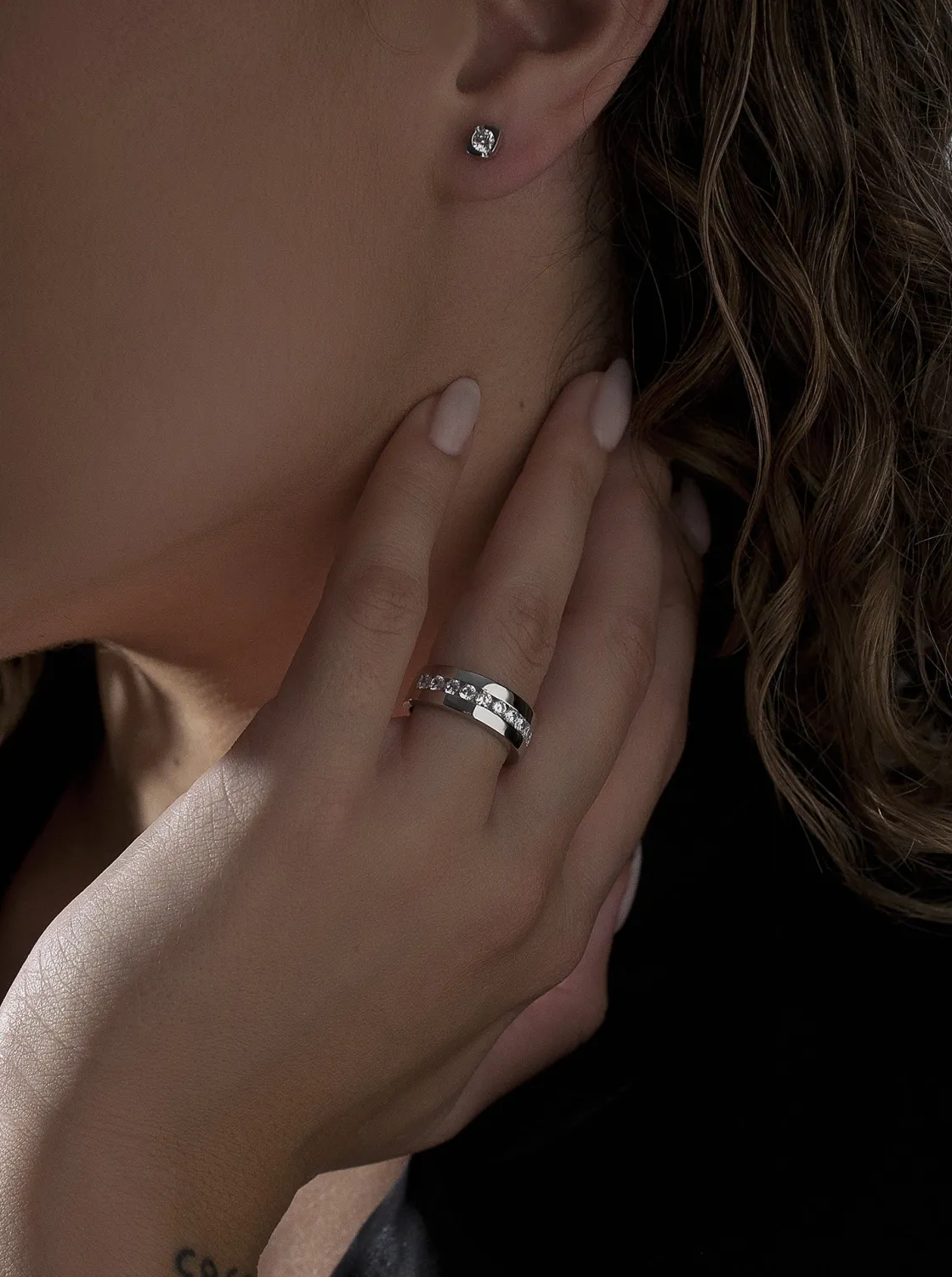 Anillos Circonitas | LINEARGENT Anillos circonitas diseño de tres carriles de plata lisa y circonitas