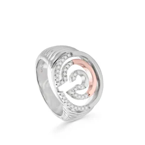 Anillos Bicolor | LINEARGENT Anillos circonitas diseño en forma de ''c''