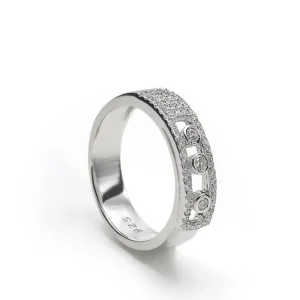 Anillos Circonitas | LINEARGENT Anillos circonitas diseño grueso carril combinado