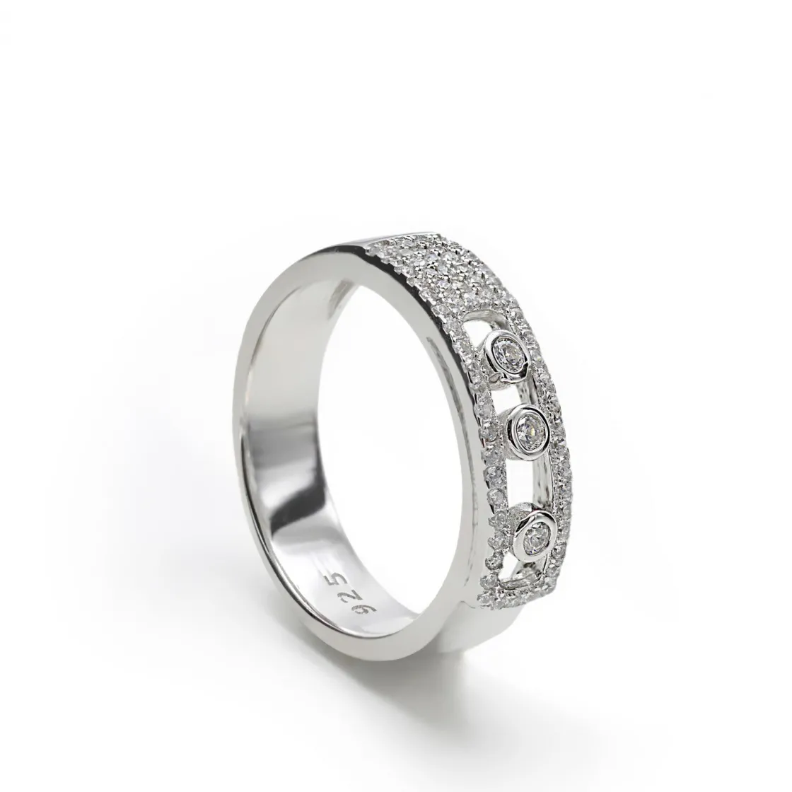 Anillos Circonitas | LINEARGENT Anillos circonitas diseño grueso carril combinado