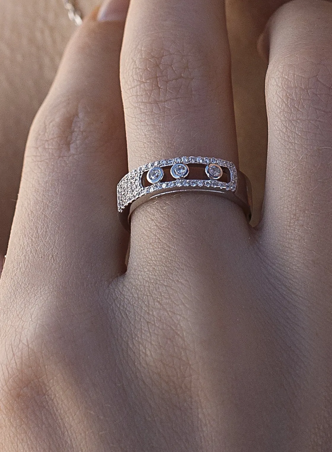 Anillos Circonitas | LINEARGENT Anillos circonitas diseño grueso carril combinado