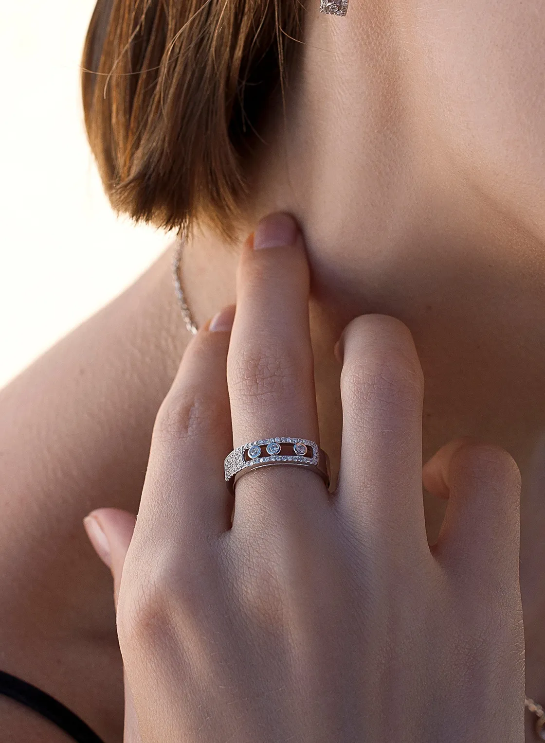 Anillos Circonitas | LINEARGENT Anillos circonitas diseño grueso carril combinado