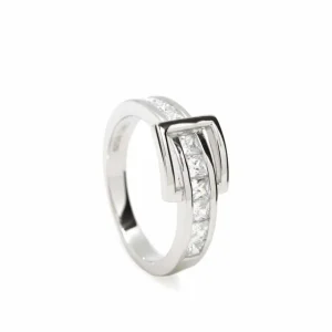 Anillos Circonitas | LINEARGENT Anillos circonitas diseño hebilla con cuarzo adamantino