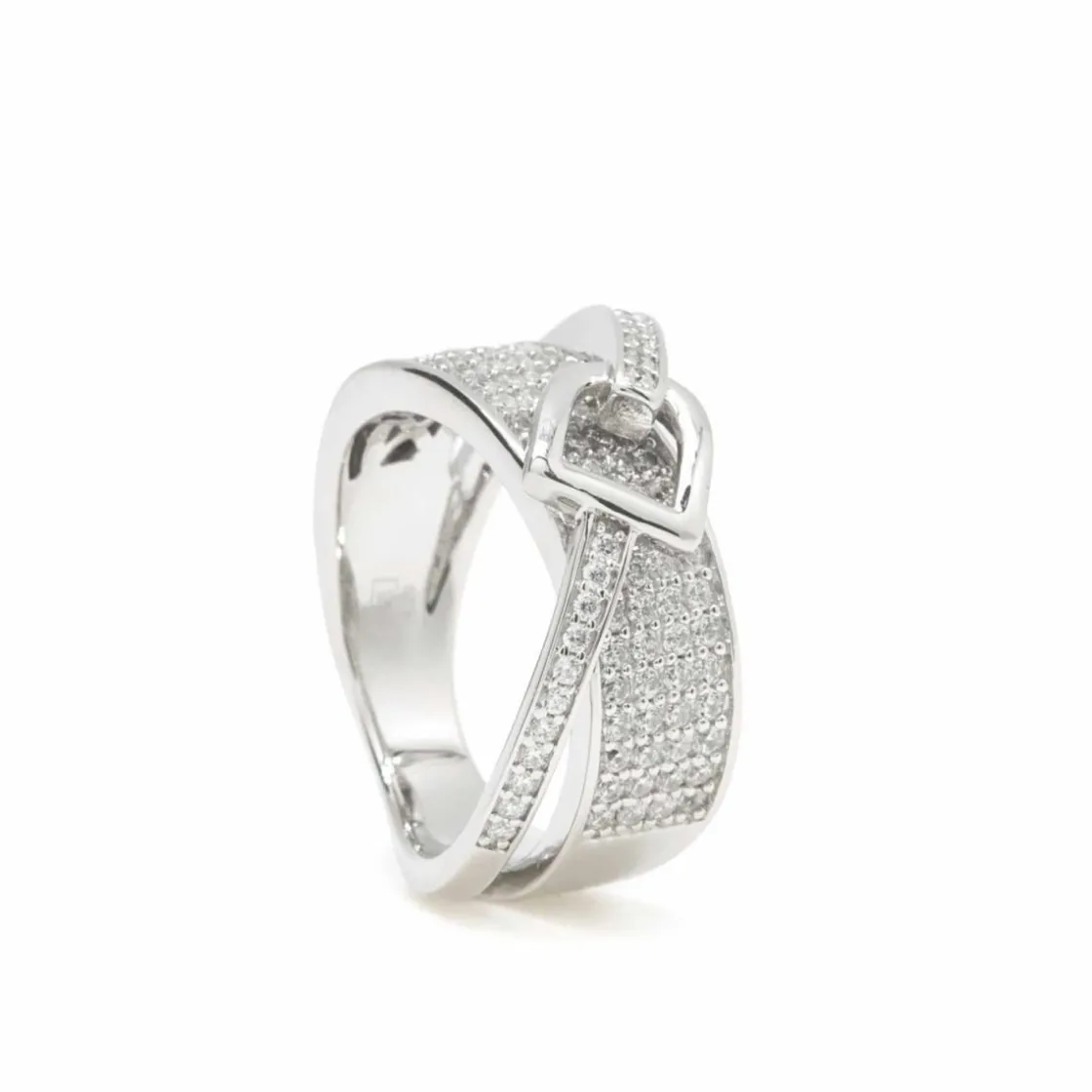 Anillos Circonitas | LINEARGENT Anillos circonitas diseño hebilla horizontal dos carriles