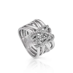 Anillos Anchos | Anillos Grandes | LINEARGENT Anillos circonitas diseño motivo central de nudo