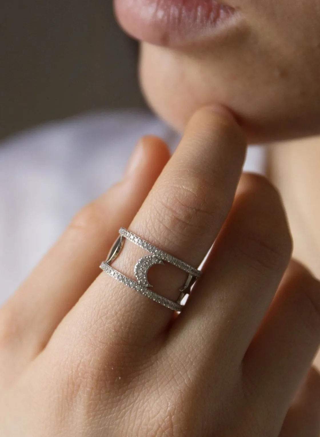 Anillos Circonitas | LINEARGENT Anillos circonitas diseño motivos de luna y estrella