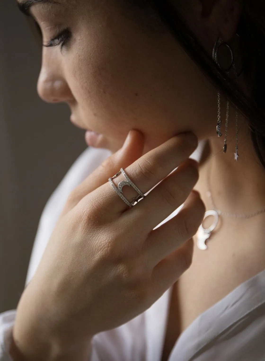 Anillos Circonitas | LINEARGENT Anillos circonitas diseño motivos de luna y estrella