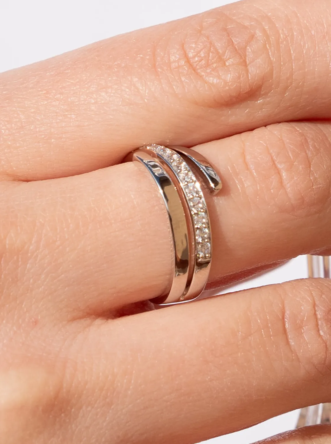 Anillos Circonitas | LINEARGENT Anillos circonitas diseño tres raíles irregulares