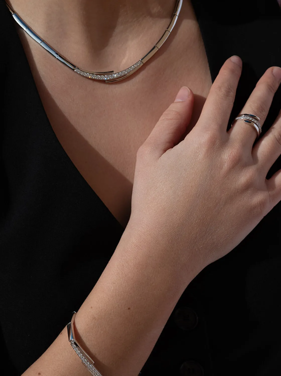 Anillos Circonitas | LINEARGENT Anillos circonitas diseño tres raíles irregulares