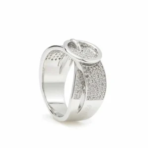 Anillos Circonitas | LINEARGENT Anillos circonitas motivo de hebilla circular cruzada