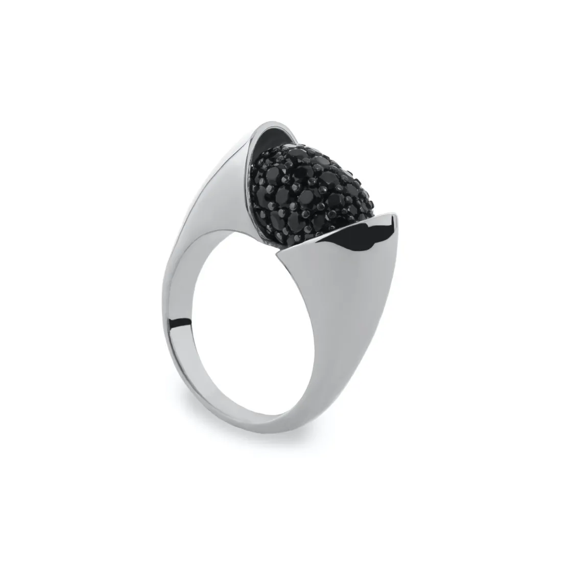 Anillos Circonitas | LINEARGENT Anillos circonitas negras diseño abierto y plata lisa