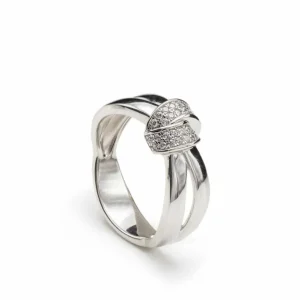 Anillos De Diseño | Anillos Circonitas | LINEARGENT Anillos con circonitas diseño de nudo y doble banda de plata lisa