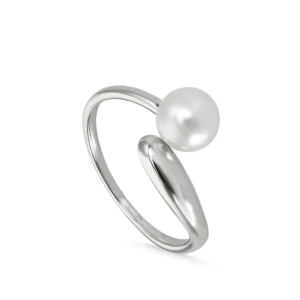 Anillos Con Perlas | LINEARGENT Anillos con perlas de plata diseño abierto con perla