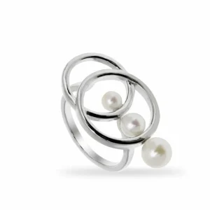 Anillos Con Perlas | LINEARGENT Anillos con perlas de plata diseño triple perla