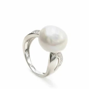 Anillos Con Perlas | LINEARGENT Anillos con perlas diseño irregular con circonitas