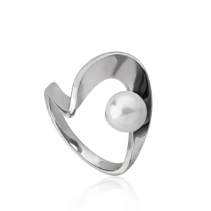 Anillos De Diseño | Anillos Con Perlas | LINEARGENT Anillos con perlas diseño serpentina con una perla