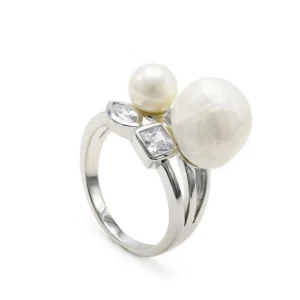 Anillos Con Perlas | LINEARGENT Anillos con perlas doble motivo y cuarzo adamantino