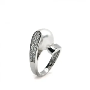 Anillos Con Perlas | LINEARGENT Anillos con perlas plata doble línea de circonitas