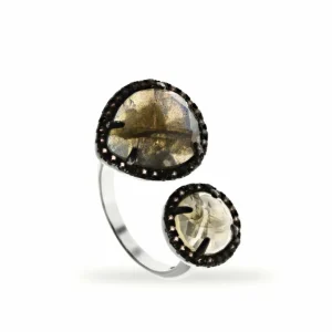 Anillos Con Piedras | LINEARGENT Anillos con piedras abierto con doble labradorita