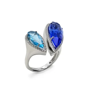 Anillos Con Piedras | LINEARGENT Anillos con piedras azules talla pera y circonitas