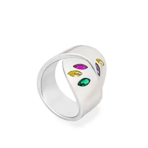 Anillos Con Piedras | LINEARGENT Anillos con piedras con diseño ancho y cruzado