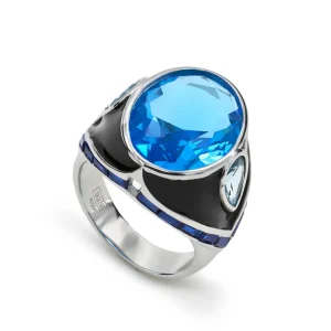 Anillos Grandes | LINEARGENT Anillos con piedras con gema en tono aguamarina