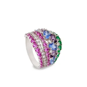 Anillos Con Piedras | LINEARGENT Anillos con piedras cuatro carriles en tonos morados