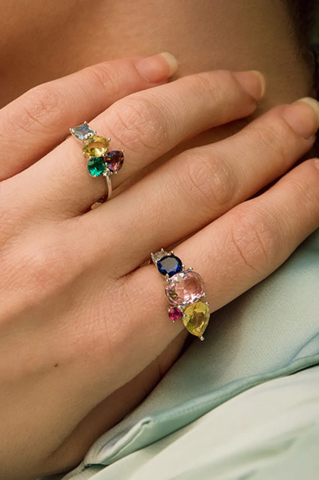 Anillos Con Piedras | LINEARGENT Anillos con piedras de colores brillantes con circonitas