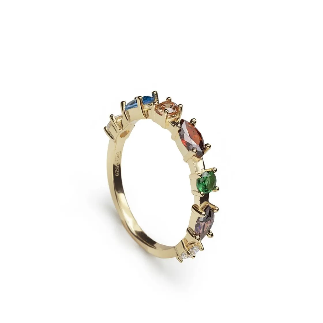 Anillos Dorados | Anillos Pequeños | LINEARGENT Anillos con piedras de colores brillantes multi talla
